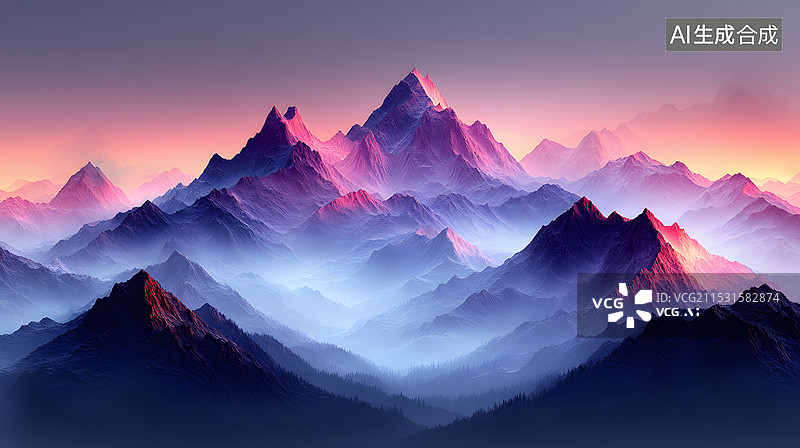 【AI数字艺术】巍峨的高山图片素材