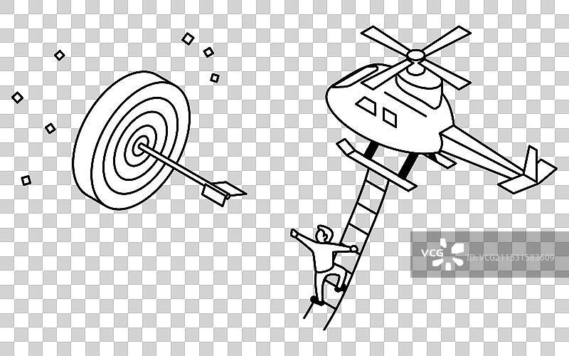 商业目标图像：男人抓住直升机图片素材