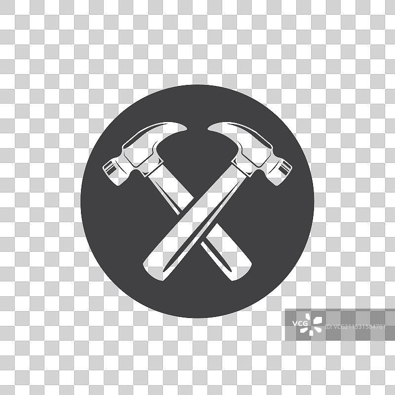 黑色锤子工具交叉图标元素设计图片素材