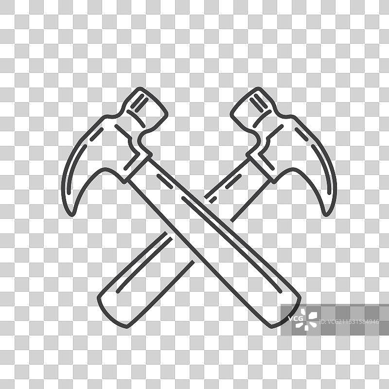 锤子工具交叉图标元素设计模板图片素材