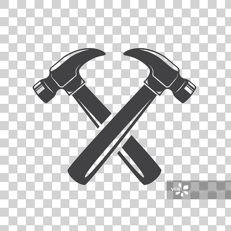 黑色交叉锤工具图标元素设计图片素材