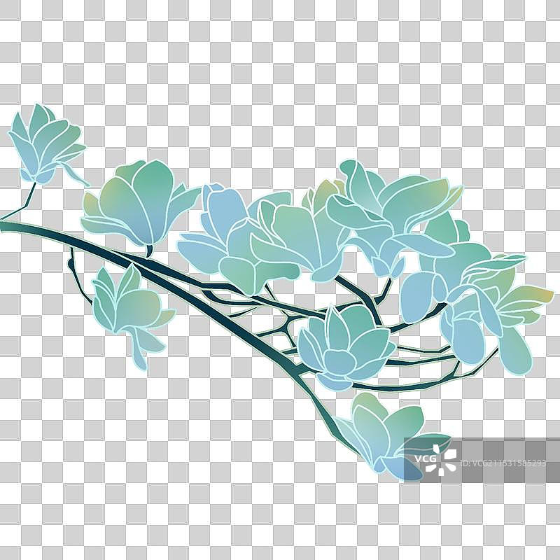 日报风国潮玉兰花图片素材