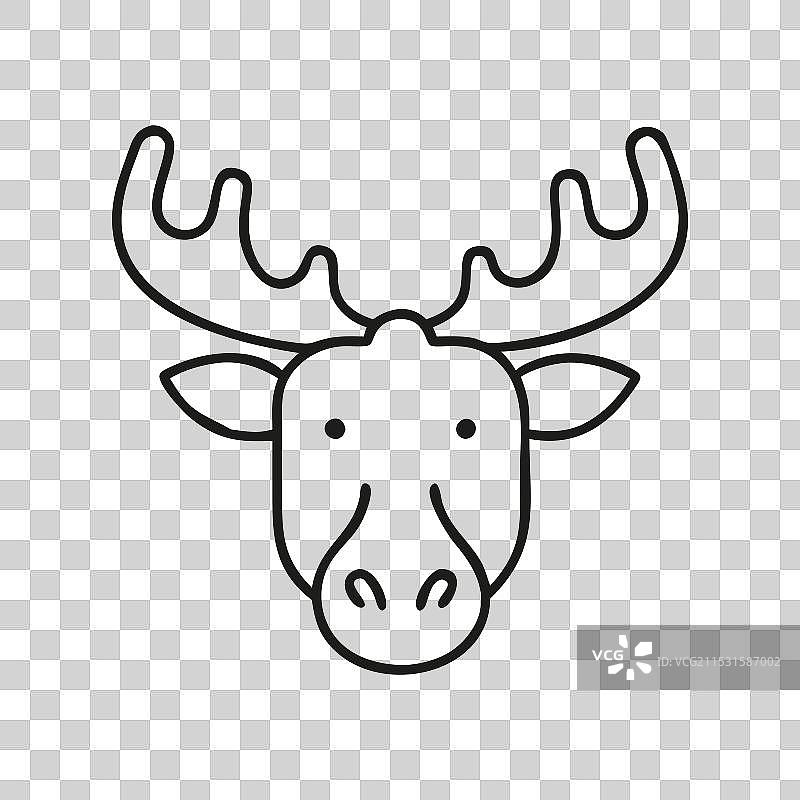 黑白色的驼鹿头图标图片素材