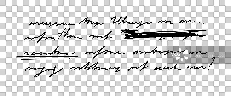 难以辨认的手写文字与潦草的书写风格图片素材