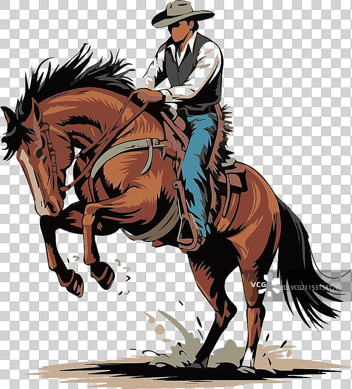 骑在马上的牛仔图片素材