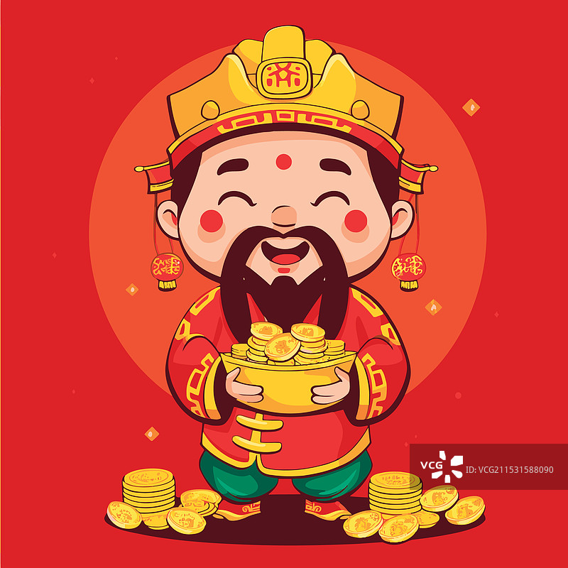 春节庆祝活动中的财神图片素材