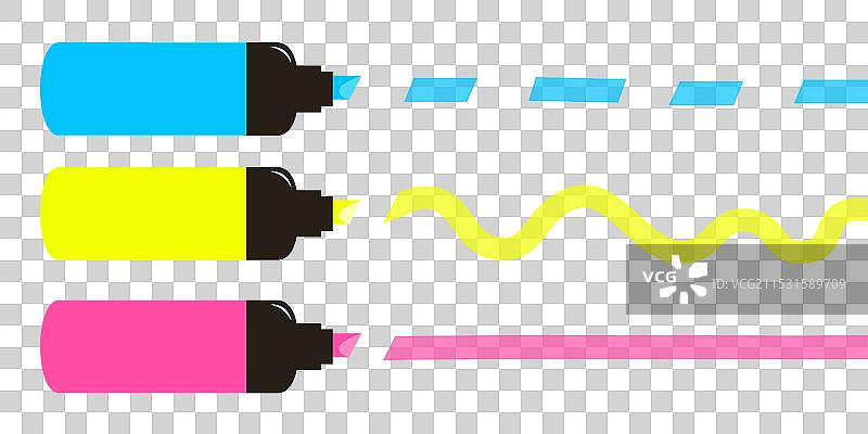 彩色马克笔笔划高亮线图片素材