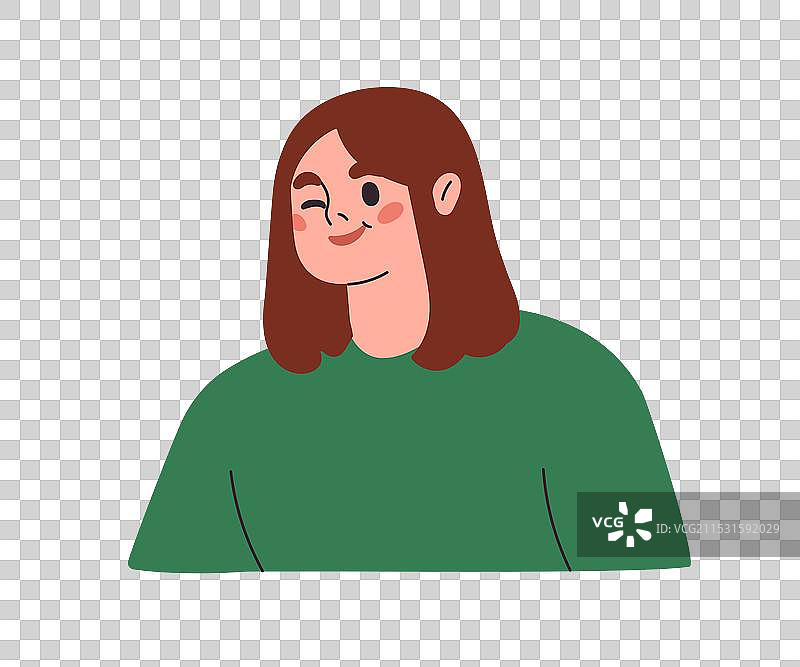 女孩调皮地眨眼，露出快乐的微笑图片素材