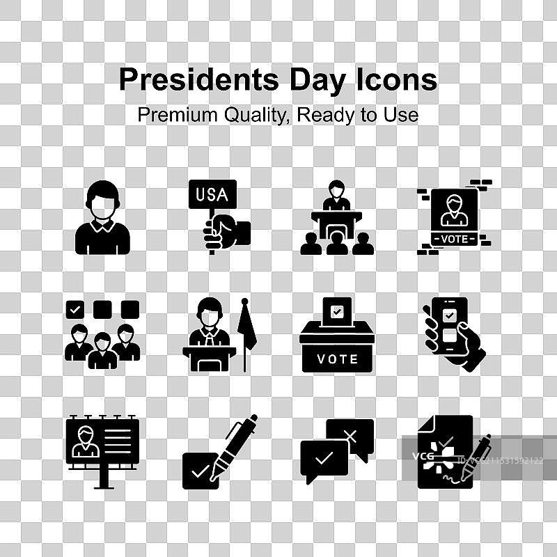 视觉上吸引人的总统日图标集图片素材