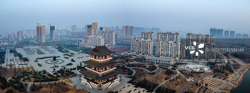 鱼台县 孝贤广场 孝贤大道 运河城 金贤源大厦 航拍图片素材