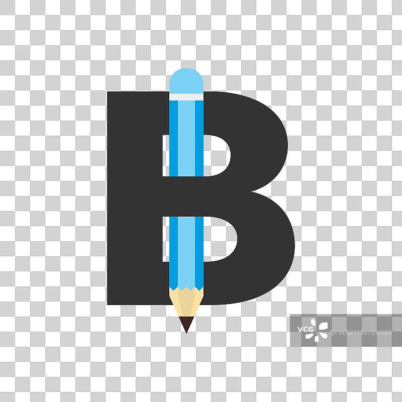 铅笔字母B的标志设计模板图片素材
