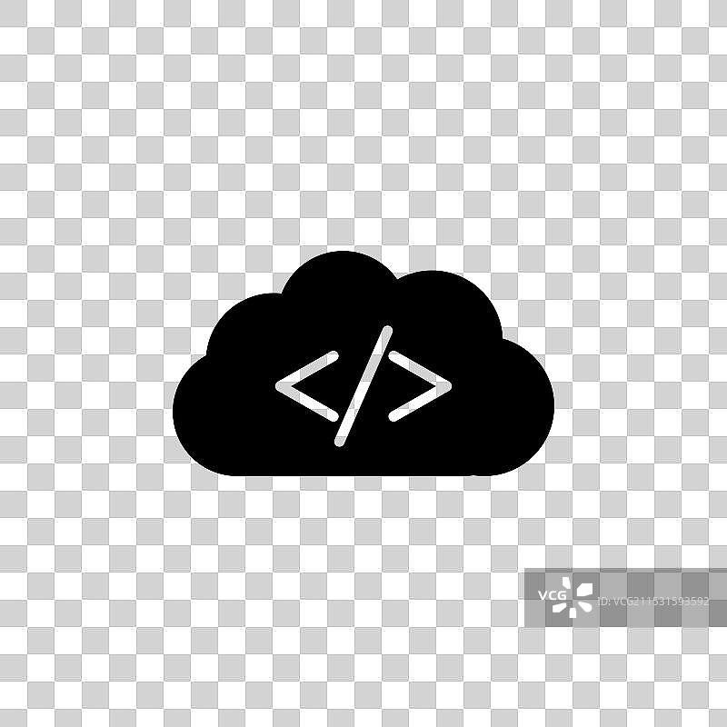 云代码图标，孤立在白色背景上图片素材