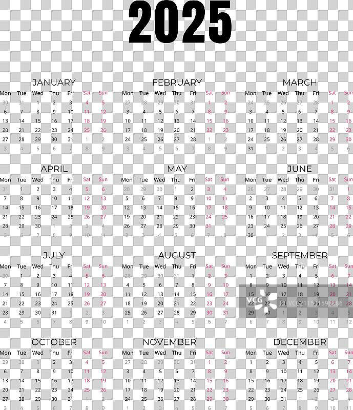 2025年一页极简日历，干净优雅图片素材