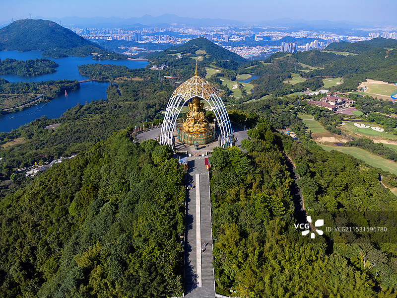 中国广东省深圳市坪山区大华兴寺建筑之美！图片素材