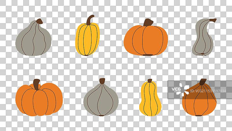 秋季南瓜手绘彩色系列图片素材