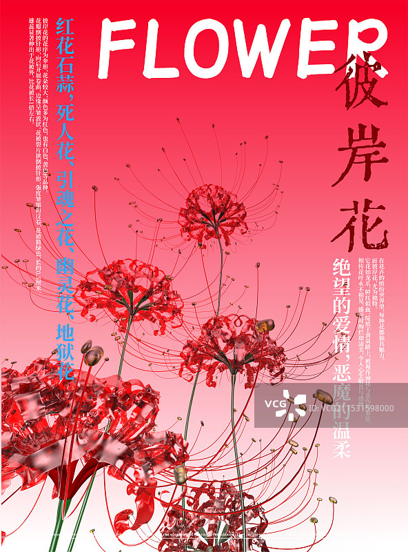 3D花卉红花石蒜彼岸花设计海报图片素材