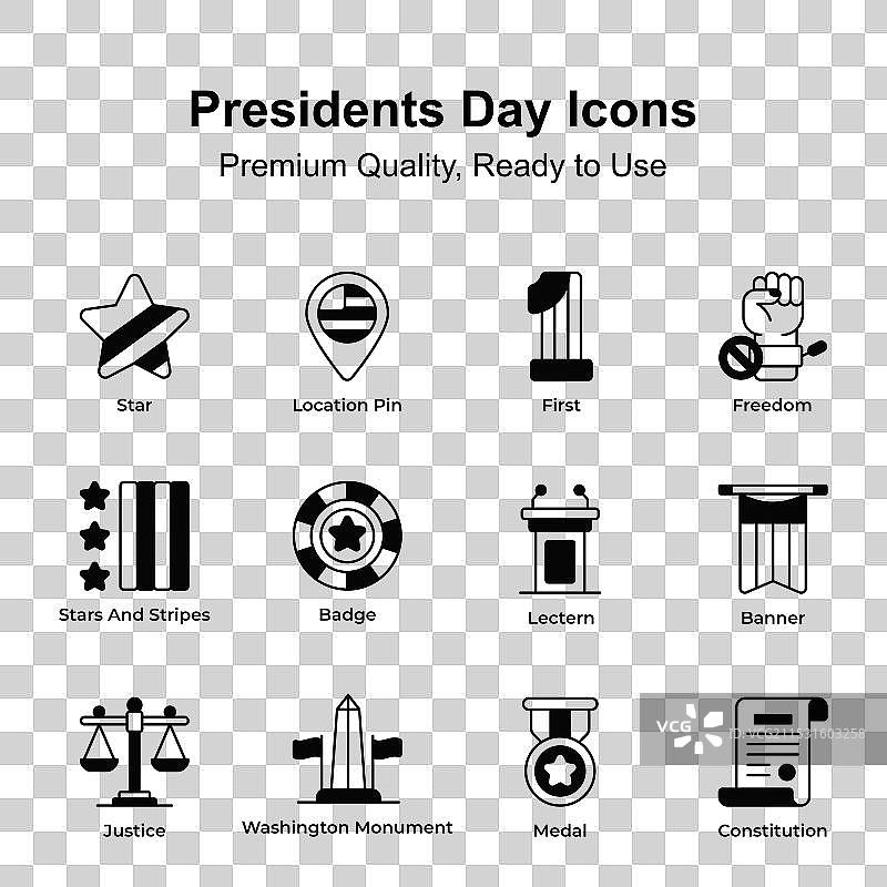 创意制作的总统日图标集图片素材