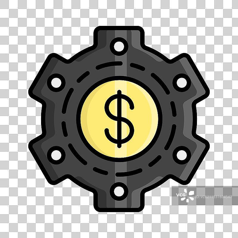 齿轮图标内的美元硬币，象征着资金管理图片素材