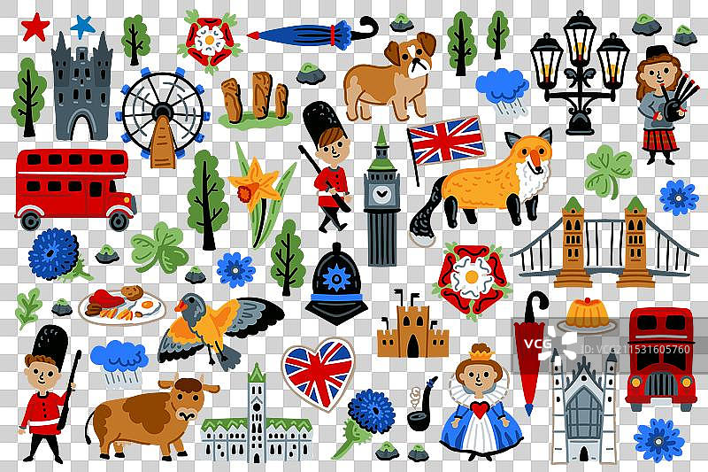 伦敦联合王国卡通图标设计图片素材