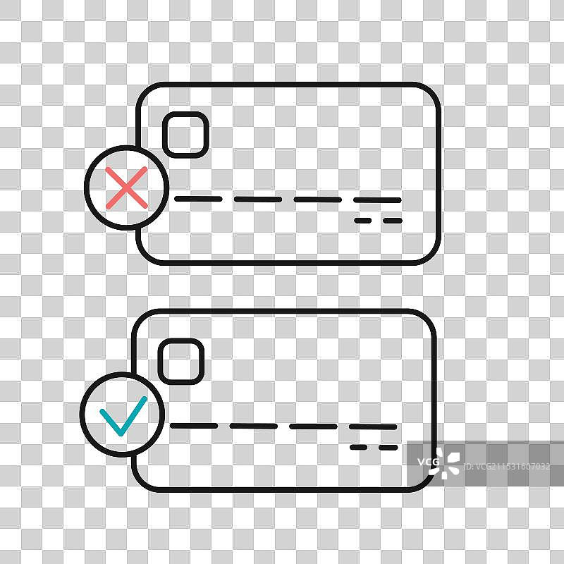 信用卡支付图标：拒绝与批准图片素材