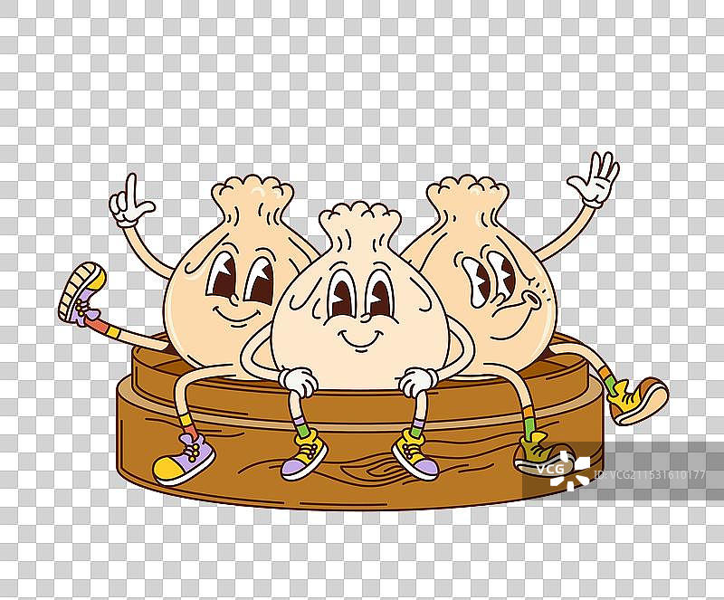 卡通复古风格的搞笑点心角色图片素材