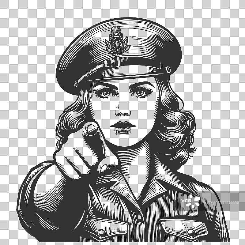 女性士兵招募海报图片素材