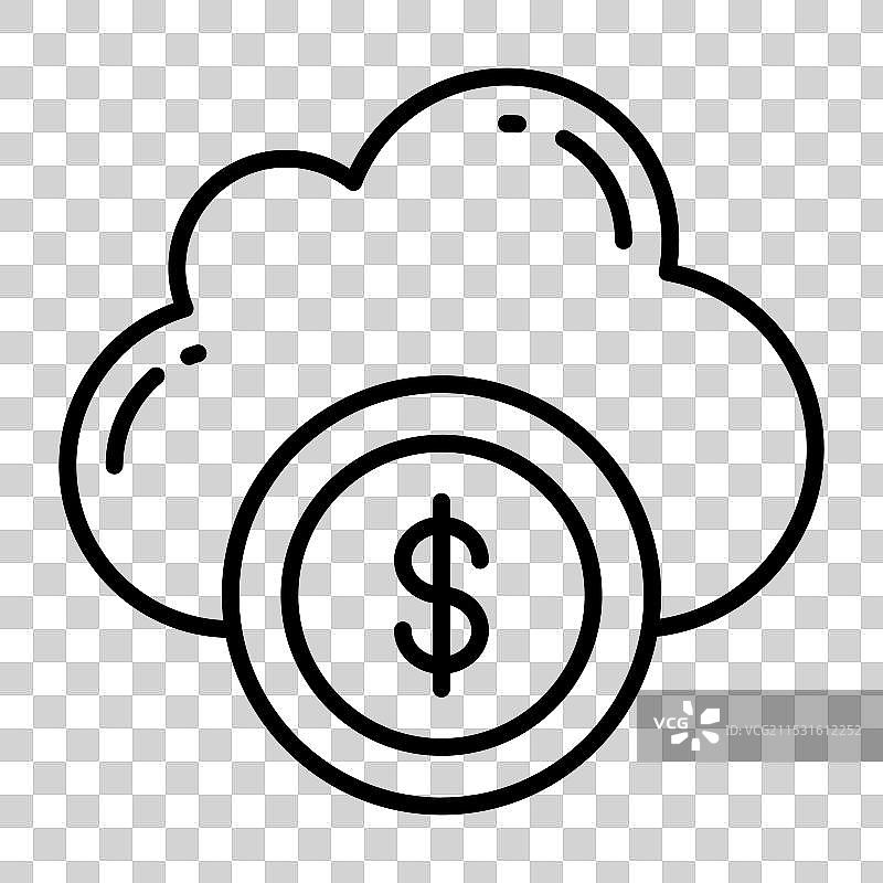 时尚的在线货币美元与云图标图片素材