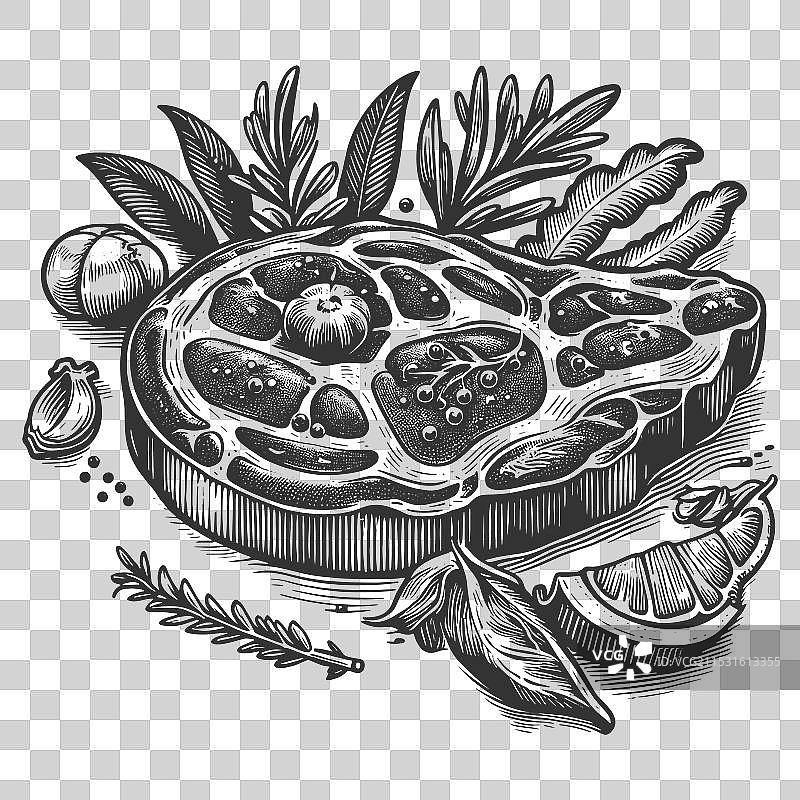 香草大蒜烤牛排图片素材