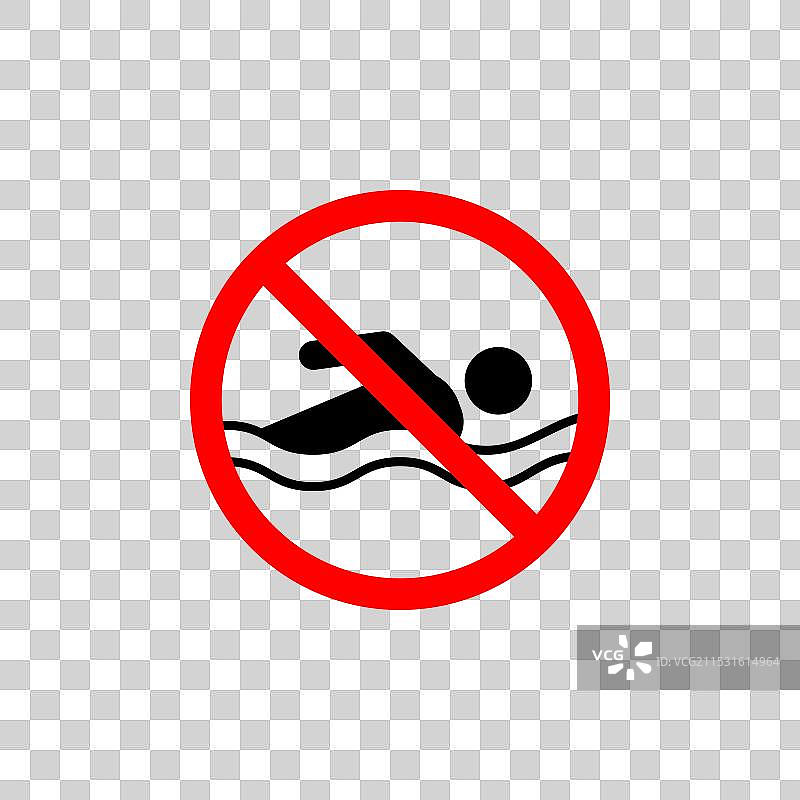 禁止游泳标志图标集，无游泳池和禁止游泳图片素材
