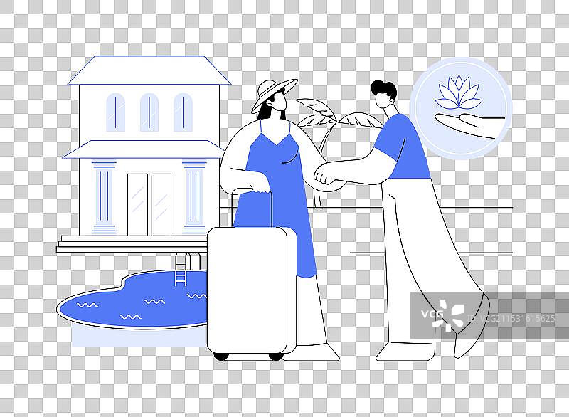 孤立的卡通度假中心客人图片素材