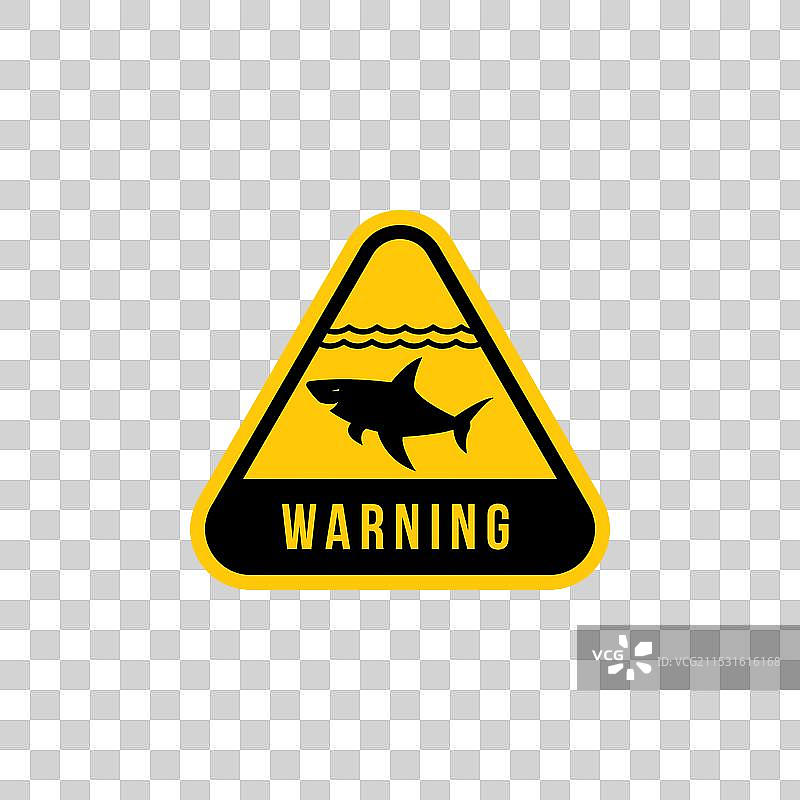 鲨鱼警告标志图标集，海洋安全警示图片素材