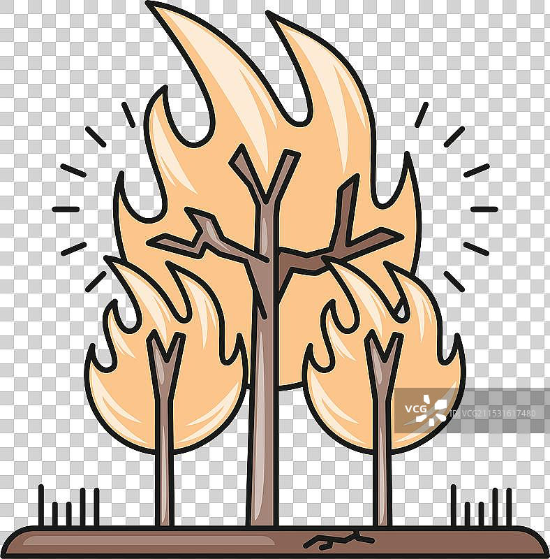 森林中的火焰与气候变化图片素材