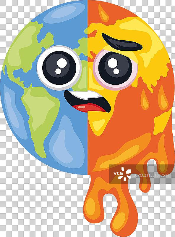 全球变暖卡通融化的星球图片素材