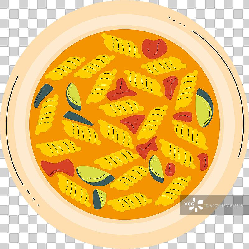 螺旋意大利面和蔬菜图片素材