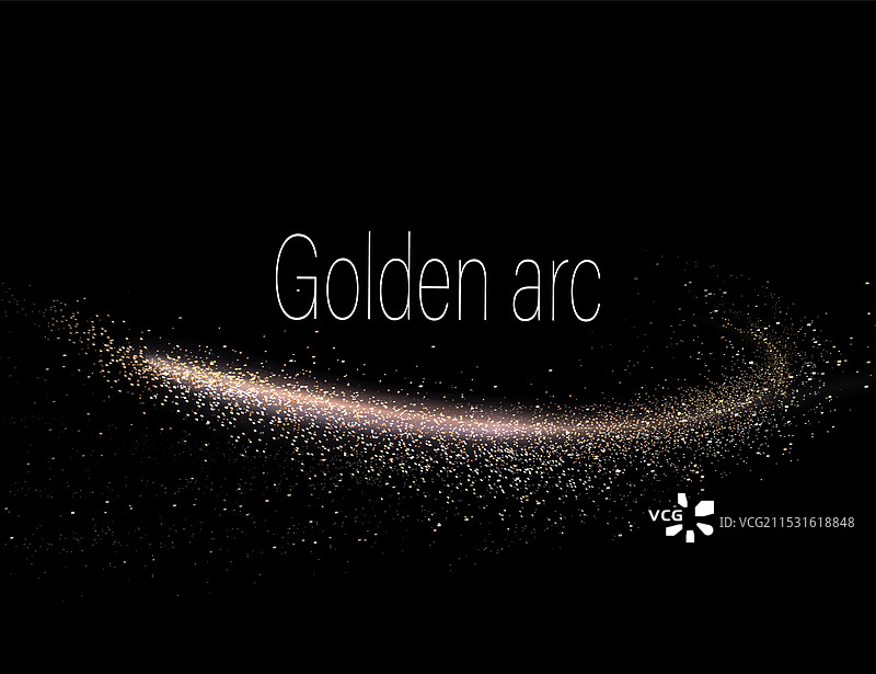 孤立的金色弧形设计元素，带有小亮片图片素材