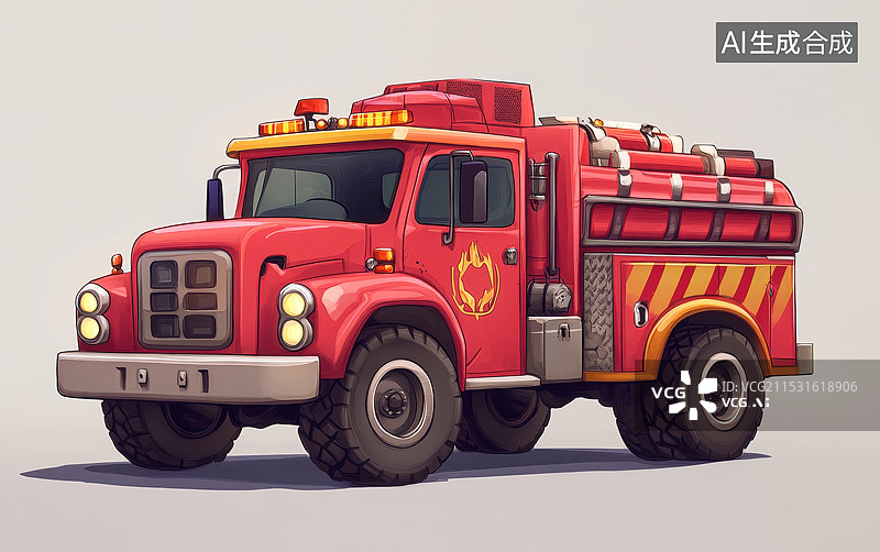 【AI数字艺术】卡通消防车图片素材