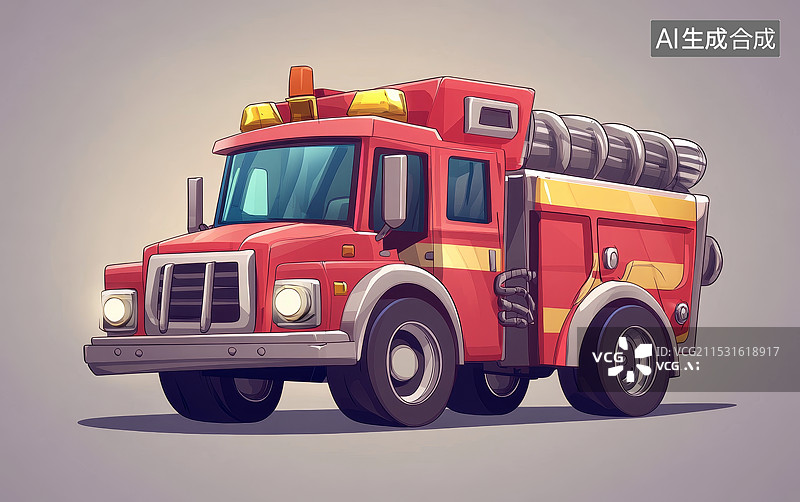 【AI数字艺术】卡通消防车图片素材