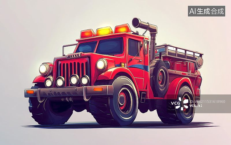 【AI数字艺术】卡通消防车图片素材