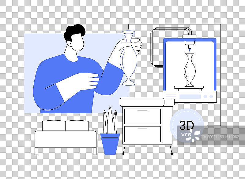 孤立的3D打印物体卡通图像图片素材