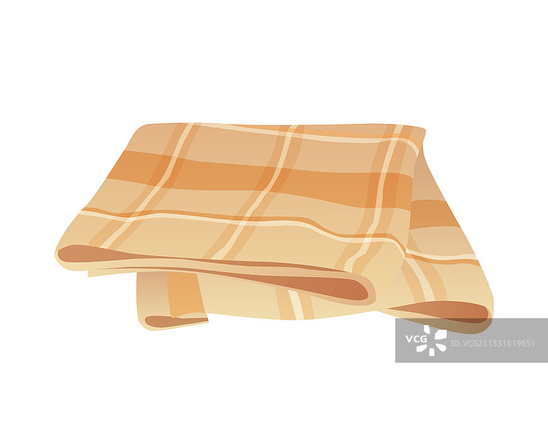 棕色方形折叠厨房餐巾，带有格子图案图片素材