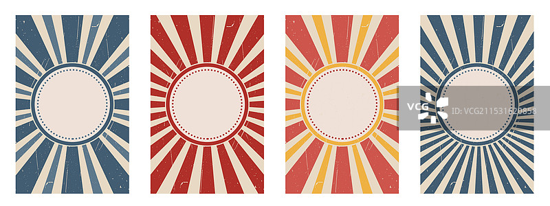 一组复古的垂直马戏海报图片素材