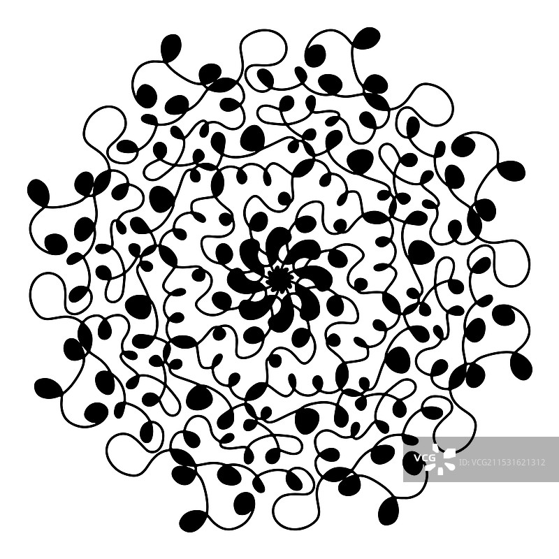 手绘蜘蛛网曼陀罗，背景为白色图片素材