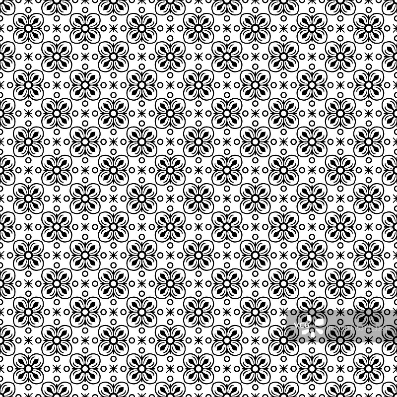 黑白色调的花卉图案图片素材