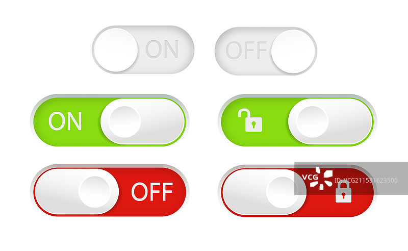 红色和绿色的开关滑块按钮图片素材