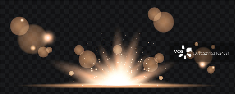 金色光效发光，透明背景独立展示图片素材