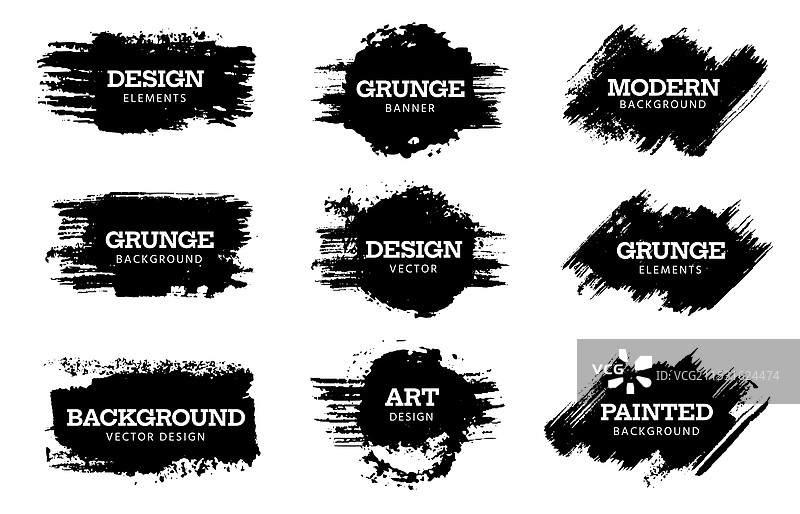 抽象的黑色油漆横幅，涂鸦笔触图片素材