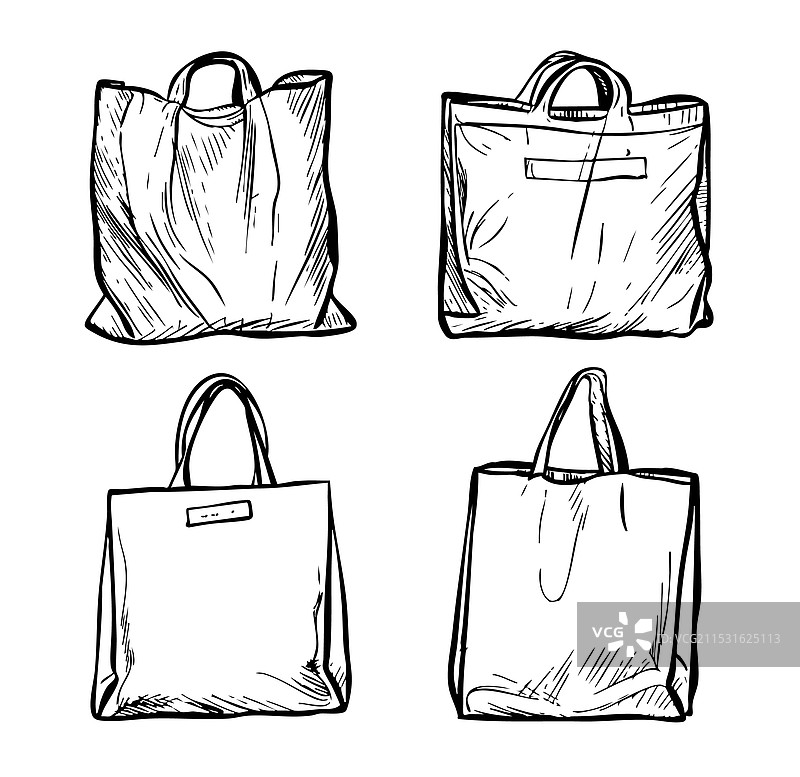手绘环保袋草图图片素材