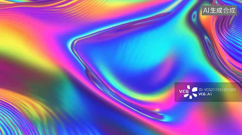 【AI数字艺术】镭射彩虹油膜流动光影背景图片素材