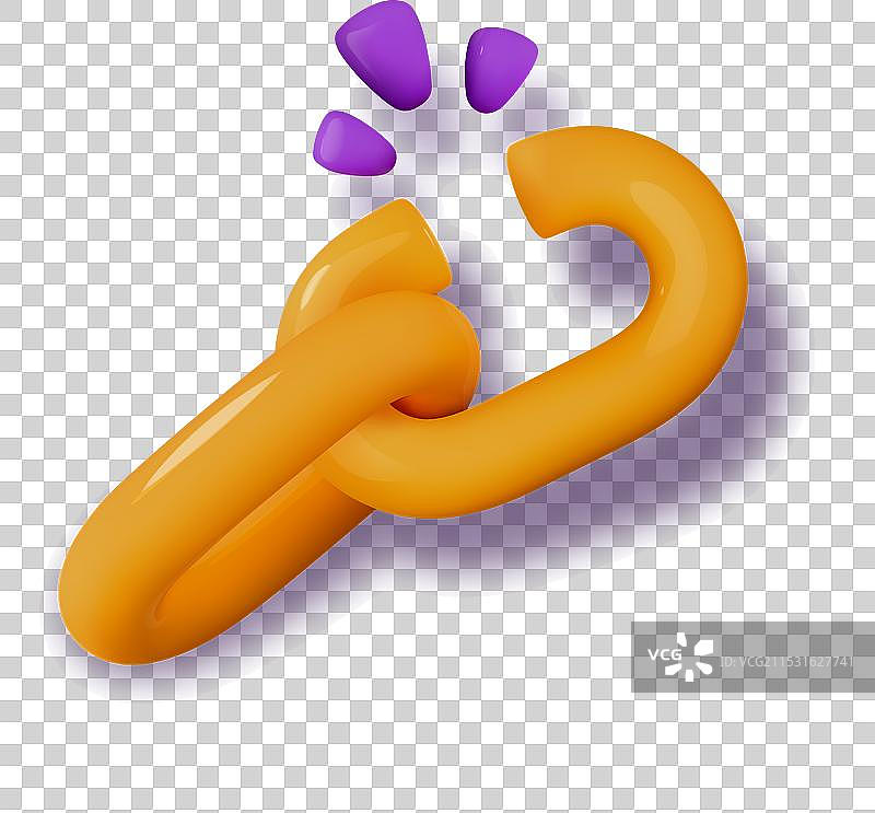 断裂的链条 3D 图标 弱点 链接图片素材