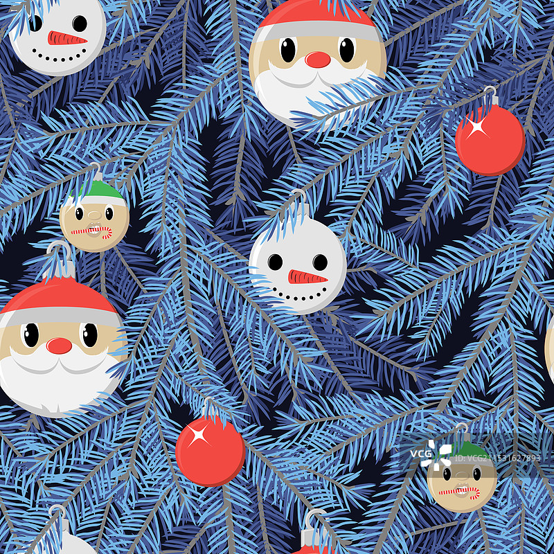 圣诞树枝与圣诞球图片素材